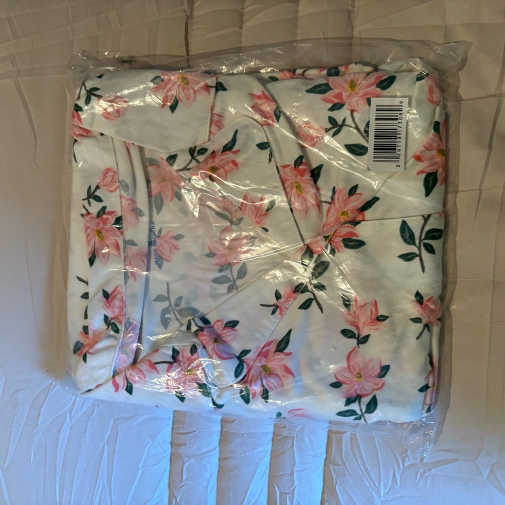 Draper James White and Pink Floral Textile PJ set